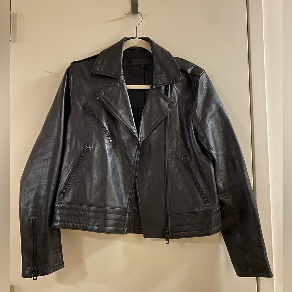 Rag & Bone Fitted Leather Jacket Black size M